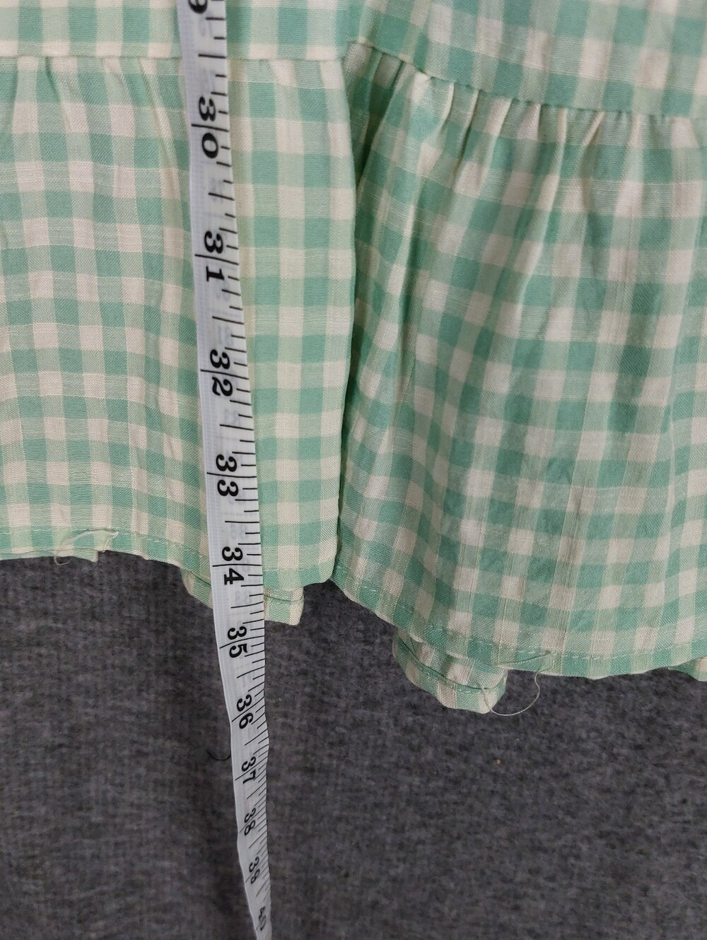 BLUE B COLLECTION WOMENS MINT CREAM GINGHAM SMOCKED LONG SLEEVE MINI DRESS L - Picture 4 of 7